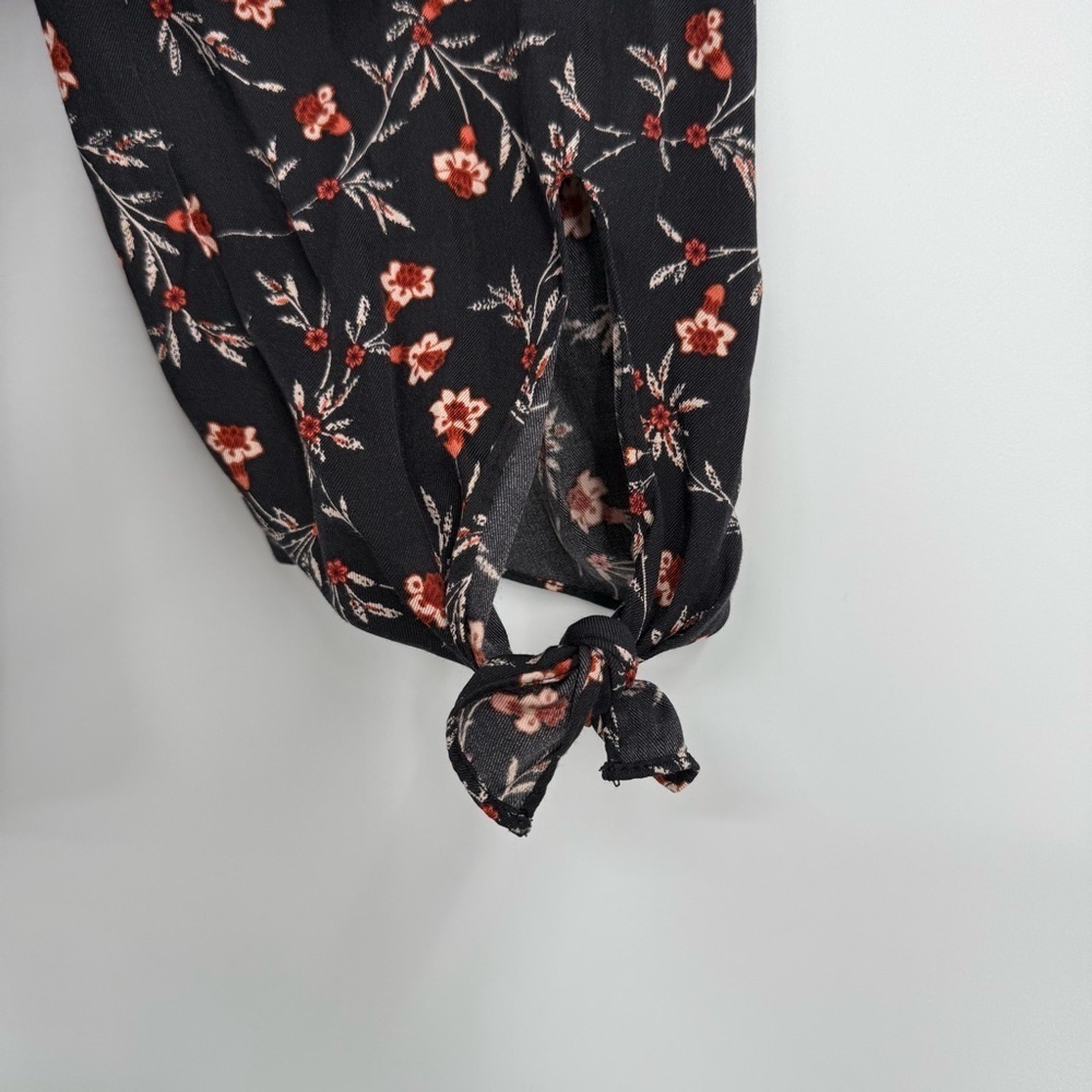 Rebecca Taylor Silk Blend Lia V-neck Top Blouse Size 0 Black Long Tie Sleeves - Picture 7 of 11